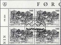 Feroe Poste Obl Yv: 54 Mi:60 Le Vieux Torshaven I.av Reyni Coin D.feuille X4 (TB Cachet à Date) Fdc 2-3-1981 - Faroe Islands