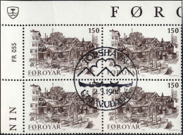 Feroe Poste Obl Yv: 55 Mi:61 Le Vieux Torshaven I.av Reyni Coin D.feuille X4 (TB Cachet à Date) Fdc 2-3-1981 - Faroe Islands