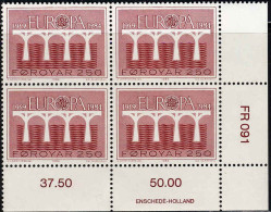 Feroe Poste N** Yv: 91 Mi:97 Europa Cept Pont Coin D.feuille X4 - Isole Faroer