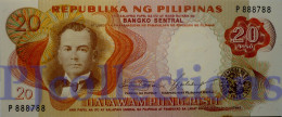 PHILIPPINES 20 PISO 1969 PICK 145a UNC GOOD SERIAL NUMBER "888788" - Filippine