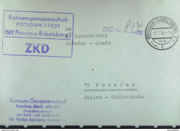 Orts-Brief Mit ZKD-Kastenstpl. "Konsum-Genossenschaft P-Stadt 1502 Potsdam-Babelsberg 1" Vom 8.7.66 An HO Potsdam-Stadt - Service Central De Courrier