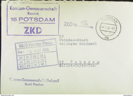 Orts-Brief Mit ZKD-Kastenstpl. "Konsum-Genossenschaft Bezirk 15 Potsdam" Vom 4.5.66 An HO Potsdam-Stadt - Zentraler Kurierdienst
