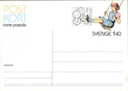 Suède Entier-P Obl (102) Postkort Balancoire (TB Cachet à Date) - Postal Stationery