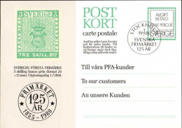 Suède Entier-P Obl (101) Postkort Sveriges Första Frimärke (TB Cachet à Date) - Entiers Postaux