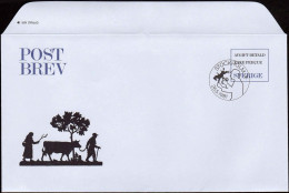 Suède Aérogr Obl (102) Post Brev Taxe Perçue Vache & Paysans Stockholm 26-5-1981 (TB Cachet Rond) - Postal Stationery