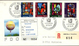 Suisse Poste Obl Yv: 878/881 Pro Patria Vitraux (TB Cachet à Date) Freiballon Flug - Storia Postale