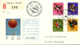 Suisse Poste Obl Yv: 824/827 Pro Juventute Oiseaux (TB Cachet à Date) Freiballon Fahrt - Briefe U. Dokumente