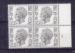 Belgique - COB 1722 ** - Bloc De 4 Avec Numéro De Planche 2 - Valeur Faciale = 2,20 € - - Unused Stamps