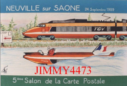 CPM - NEUVILLE Sur SAÔNE 24 Sept 1989 - 5ème Salon De La Carte Postale - Dessin Georges NEMOZ - Tirage N° 40 / 100 - Bolsas Y Salón Para Coleccionistas