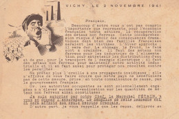 WW2 Guerre 39/45 War * CPA Illustrateur * VICHY PETAIN * Vichy Le 2 Novembre 1941 !!! * Entier Postal ? Pétain - War 1939-45