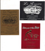 Etiquettes Côteaux Varois: La Roquiére 1997 Cuvée Du Laoucien, 1999 Et Cuvée An 2000 - La Roquebrussanne - - Roséwijn