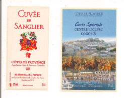 Etiquettes Côtes De Provence: Cuvée Spéciale Centre Leclerc Cogolin  Et Cuvée 2005 Cuvée Du Sanglier - - Rosé (Schillerwein)