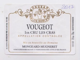 Étiquette " VOUGEOT 1er Cru - Les Cras 2017 " Mongeard-Mugneret Viticulteur Récoltant (3214)_ev660 - Bourgogne