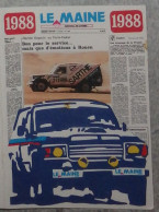 Petit Calendrier De Poche 1988 Journal Le Maine Libre - Le Mans La Flèche Mamers Sablé La Ferté Bernard Voiture - Tamaño Pequeño : 1981-90