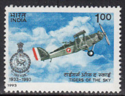 India MNH 1993, 'Tigers Of The Sky' Tiger Symbol. Diamond Jubilee Of No 1 Squadron, Indian Air Force, Defence Airplane, - Nuovi