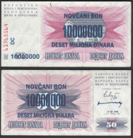 BOSNIEN - HERZEGOWINA - 10-Million Dinara 10.11.1993 Pick 36 VF (3)    (29910 - Bosnia Y Herzegovina
