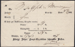 1867 Bayern Königl.Haupt-Expedition Fahrender Posten Aufgabe-Schein  (23095 - Autres & Non Classés