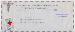 Nicaragua Lettre Timbre Croix-Rouge Red Cross Stamp Air Mail Cover Sello Cruz Roja Internacional Correo Aereo - Nicaragua