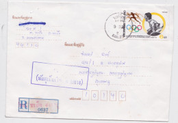 Thaïlande Thailand Lettre Recommandée Timbre 1994 Haltérophilie JO Olympics Olympic Weightlifting Stamp Air Mail R Cover - Haltérophilie