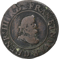 France, Henri IV, Double Tournois, 1607, Paris, Cuivre, TB+, Gadoury:538 - 1589-1610 Henry IV The Great