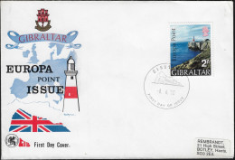 Gibraltar 1970 Y&T231 Sur FDC. Point De L'Europe. Phare - Phares