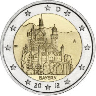 2 € GERMANIA 2012 J CASTELLI NEUSHWANSTEIN BAYERN Fdc In Box - Deutschland