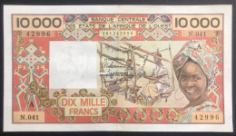 N°50 BILLET DE BANQUE 10000 FRS CÔTE D'IVOIRE 1989/1990 SUP+/XF+ - Elfenbeinküste (Côte D'Ivoire)