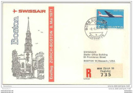 191 - 12 - Enveloppe 1er Vol Swissair Zurich-Boston 1971 - Airplanes