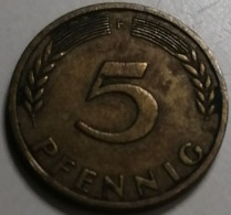 5 Pfennig RFA 1949 F (Stuttgart) - 1 Pfennig