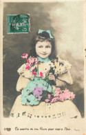 FETES ET VOEUX - Ce Sourire Et Ces Fleurs Pour Votre Fête - Colorisé -  Carte Postale Ancienne - Autres & Non Classés