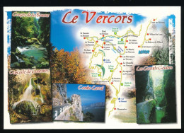 CPSM / CPM 10,5 X 15 Isère Drôme LE VERCORS Carte Géographique Grands Goulets  Combe Laval  Gorges De La Bourne... - Vercors