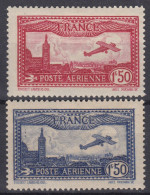 TIMBRE FRANCE POSTE AERIENNE AVION N° 5 & 6 NEUFS * GOMME AVEC CHARNIERE - 1927-1959 Neufs