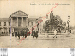 36.  ISSOUDUN .  Le Palais De Justice Et La Fontaine Monumentale .  CPA Animée . - Issoudun