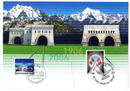 Trains // Feuillet Des 100 Ans Du Tunnel Du Simplon, Timbres Suisse Et Italien - Treinen