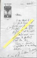 ENTETE Les MAITRES Du LIVRE Dessin "Cres-Cam" - Paris - Correspondance Signée VAN BEVER - Imprimerie 5 Rue De Tournon - Printing & Stationeries