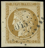 EMISSION DE 1849 - 1    10c. Bistre-jaune, Marges énormes, Voisin à Droite Et Petit Bdf, Obl. PC 3045, Petite Variété Da - 1849-1850 Ceres