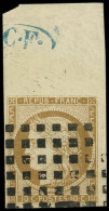 EMISSION DE 1849 - 1    10c. Bistre-jaune, Bdf Avec C.F. Dans Un Ovale, Obl. GROS POINTS, RR, TB - 1849-1850 Ceres