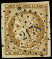 EMISSION DE 1849 - 1a   10c. Bistre-brun, Obl. PC 2178, Frappe Superbe - 1849-1850 Cérès