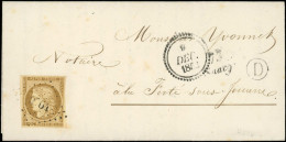 Let EMISSION DE 1849 - 1    10c. Bistre-jaune, Obl. PC 2764 S. LAC, Cursive 73/SAACY, Dateur B 9 DEC 1852, Boite D De PA - 1849-1876: Periodo Clásico
