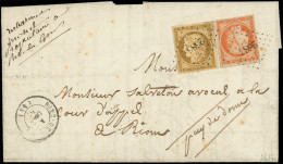 Let EMISSION DE 1849 - 1 Et 5, 10c. Et 40c. Obl. PC 2686 S. LAC, Càd T15 RIVES-DE-GIER 4/12/52, TTB - 1849-1876: Klassik