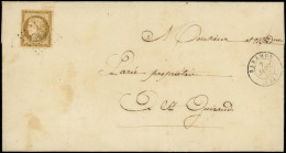 Let EMISSION DE 1849 - 1a   10c. Bistre-brun, Obl. PC 2804 S. Avis De Décès Complet, Càd T15 SARAMON 7/1/563, Arr. Verso - 1849-1876: Periodo Classico