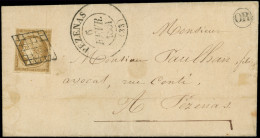 Let EMISSION DE 1849 - 1b   10c. Bistre-VERDATRE, Obl. GRILLE S. LSC, Càd T13 PEZENAS 6/2/51 Et OR, TTB - 1849-1876: Periodo Classico