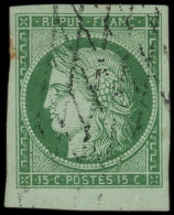 EMISSION DE 1849 - 2    15c. Vert, Obl. GRILLE SANS FIN, TTB - 1849-1850 Cérès