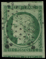 EMISSION DE 1849 - 2b   15c. Vert FONCE, Marges énormes Avec Voisins, Obl. Etoile, Superbe - 1849-1850 Cérès