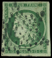 EMISSION DE 1849 - 2b   15c. Vert FONCE, Obl. ETOILE, TB - 1849-1850 Cérès