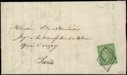 Let EMISSION DE 1849 - 2    15c. Vert, Obl. GRILLE S. LAC De Paris Pour Paris 20/7/51, Superbe - 1849-1876: Période Classique