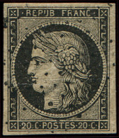 EMISSION DE 1849 - 3    20c. Noir Sur Jaune, Défx, Obl. ETOILE, B/TB. C - 1849-1850 Cérès
