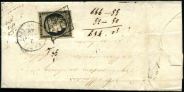 Let EMISSION DE 1849 - 3    20c. Noir Sur Jaune, Obl. GRILLE Et Càd (AS)PARIS(AS) 60 2/3/49 S. LAC, Qqs Chiffres Noirs à - 1849-1876: Période Classique