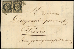 Let EMISSION DE 1849 - 3    20c. Noir Sur Jaune, PAIRE Obl. GRILLE S. LAC De LYON 4/3/49, Arr. PARIS 6/3, Superbe - 1849-1876: Periodo Classico