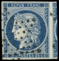 EMISSION DE 1849 - 4a   25c. Bleu Foncé, Voisin à Droite, Obl. ETOILE, TTB/Superbe - 1849-1850 Ceres